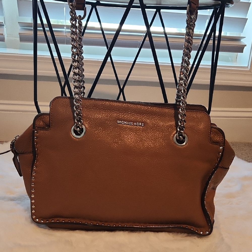 Michael Kors Tan Leather Shoulder Bag with Chain Straps